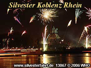 Silvesterfeuerwerk Silvester Koblenz am Rhein Silvesterparty auf dem Schiff